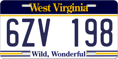 WV license plate 6ZV198