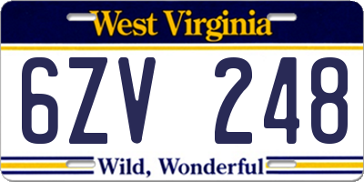 WV license plate 6ZV248