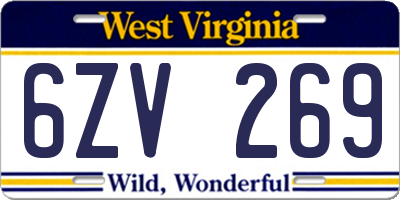 WV license plate 6ZV269