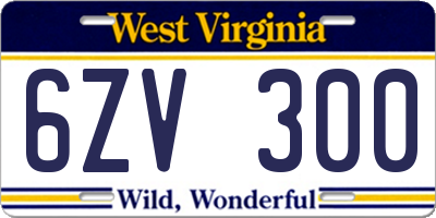 WV license plate 6ZV300