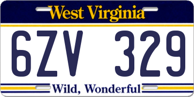 WV license plate 6ZV329