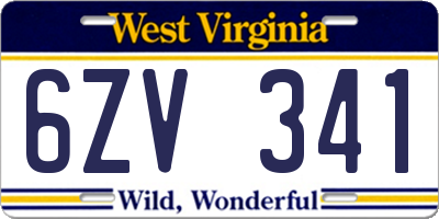 WV license plate 6ZV341