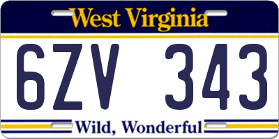 WV license plate 6ZV343