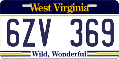 WV license plate 6ZV369