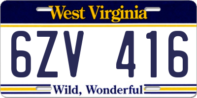 WV license plate 6ZV416