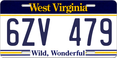 WV license plate 6ZV479