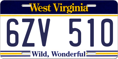 WV license plate 6ZV510