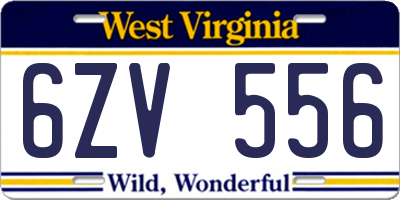 WV license plate 6ZV556