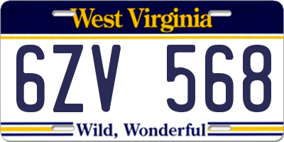 WV license plate 6ZV568