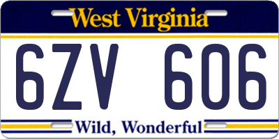 WV license plate 6ZV606