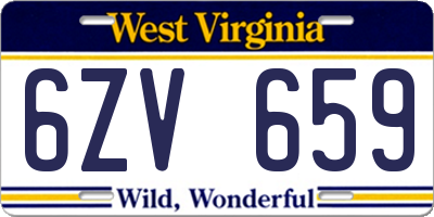 WV license plate 6ZV659