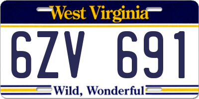 WV license plate 6ZV691