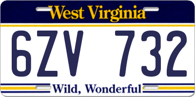 WV license plate 6ZV732