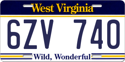 WV license plate 6ZV740