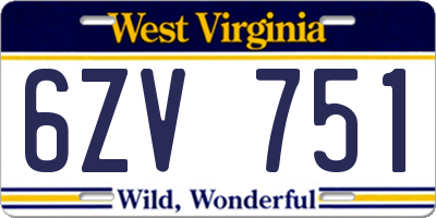 WV license plate 6ZV751