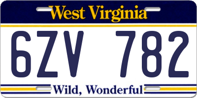 WV license plate 6ZV782