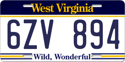WV license plate 6ZV894