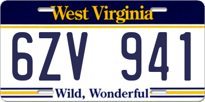 WV license plate 6ZV941