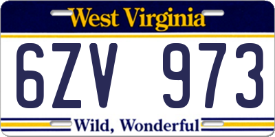 WV license plate 6ZV973