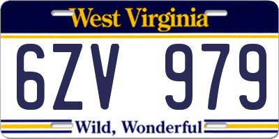 WV license plate 6ZV979