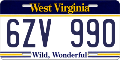 WV license plate 6ZV990
