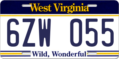 WV license plate 6ZW055