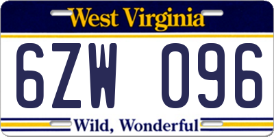 WV license plate 6ZW096