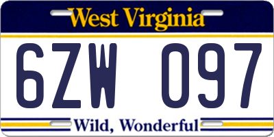 WV license plate 6ZW097