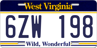 WV license plate 6ZW198