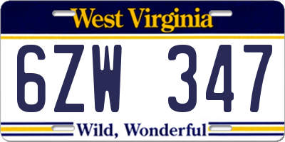 WV license plate 6ZW347