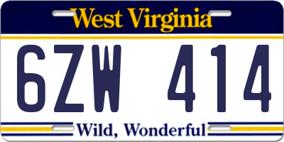 WV license plate 6ZW414