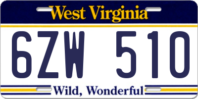 WV license plate 6ZW510