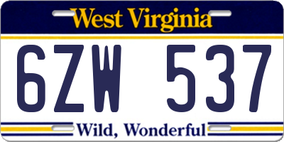 WV license plate 6ZW537