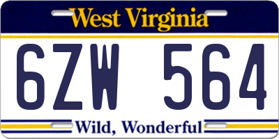 WV license plate 6ZW564