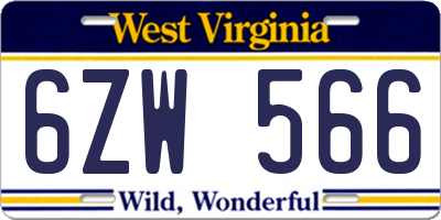 WV license plate 6ZW566
