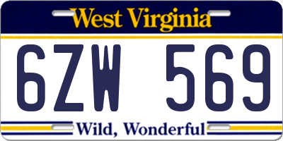 WV license plate 6ZW569