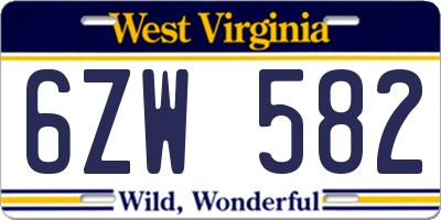 WV license plate 6ZW582