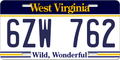 WV license plate 6ZW762