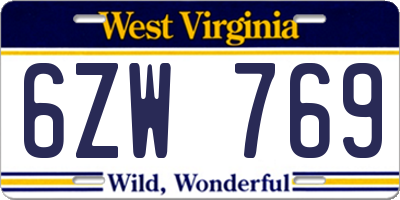 WV license plate 6ZW769