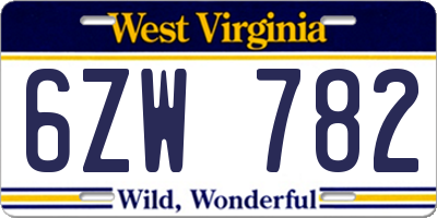 WV license plate 6ZW782
