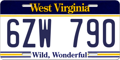 WV license plate 6ZW790