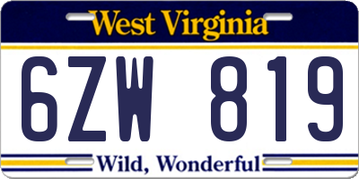 WV license plate 6ZW819