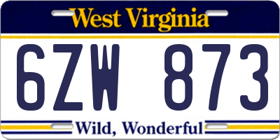WV license plate 6ZW873