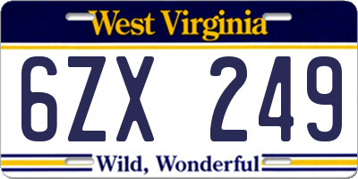 WV license plate 6ZX249