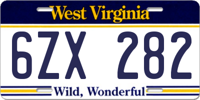 WV license plate 6ZX282
