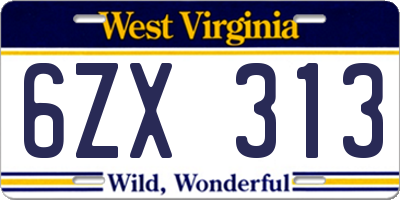 WV license plate 6ZX313