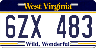 WV license plate 6ZX483
