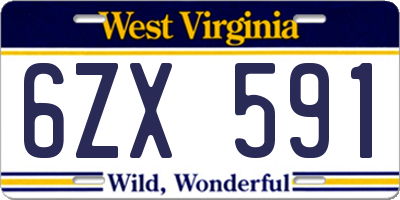 WV license plate 6ZX591