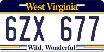 WV license plate 6ZX677