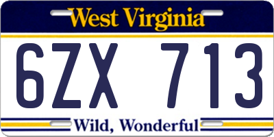 WV license plate 6ZX713